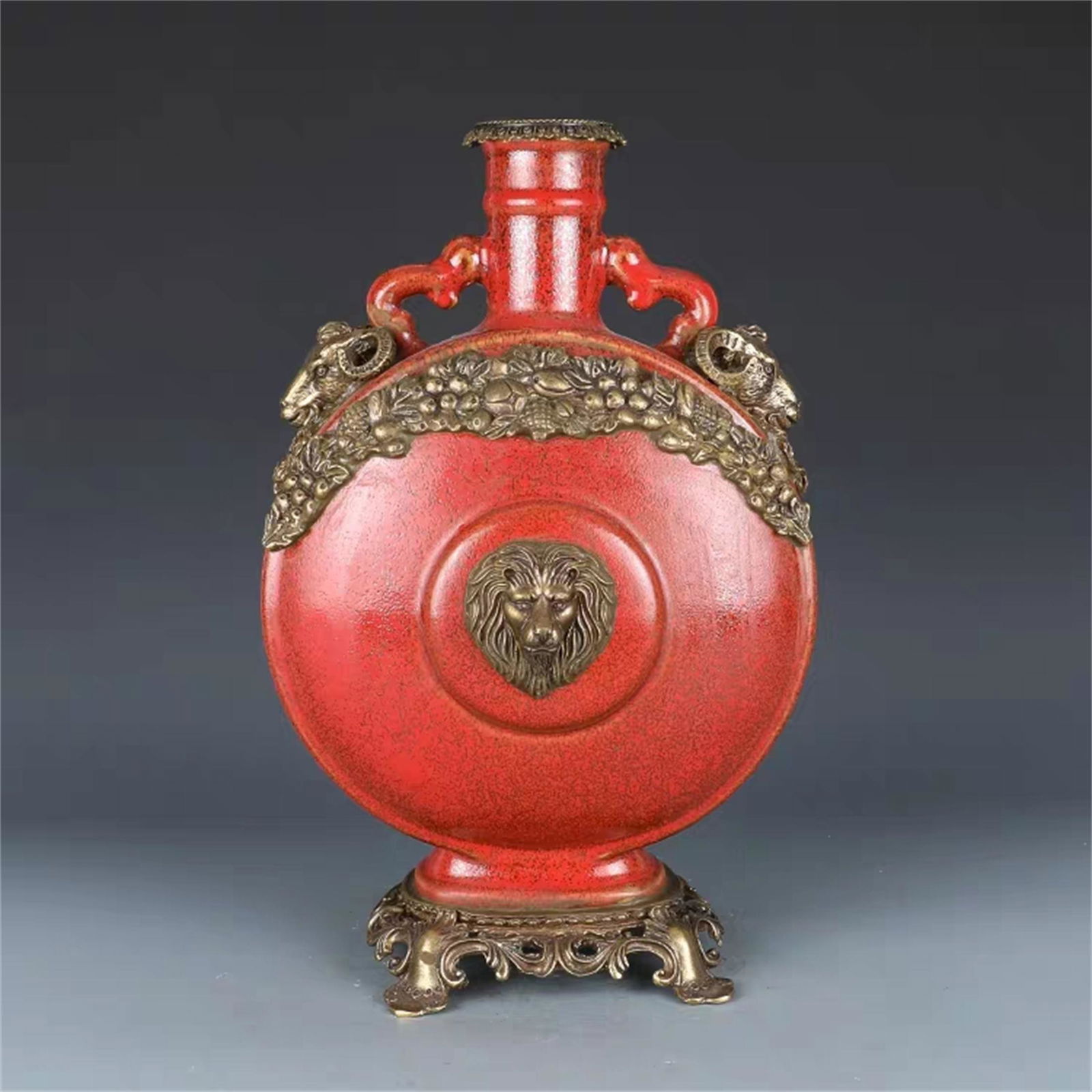 A Chinese Red Glazed Porcelain Moon Flask (1 of 12)