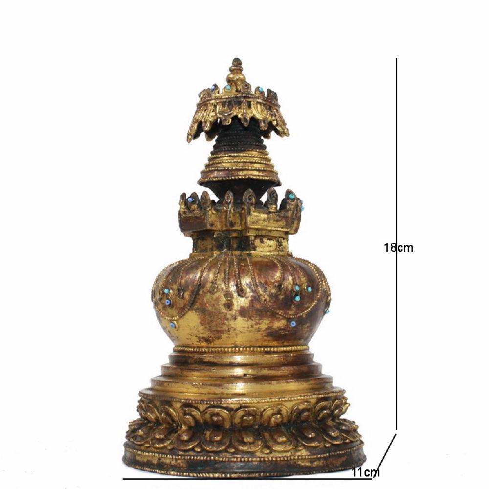 A Tibet Bronze Gilding Pagoda (1 of 4)