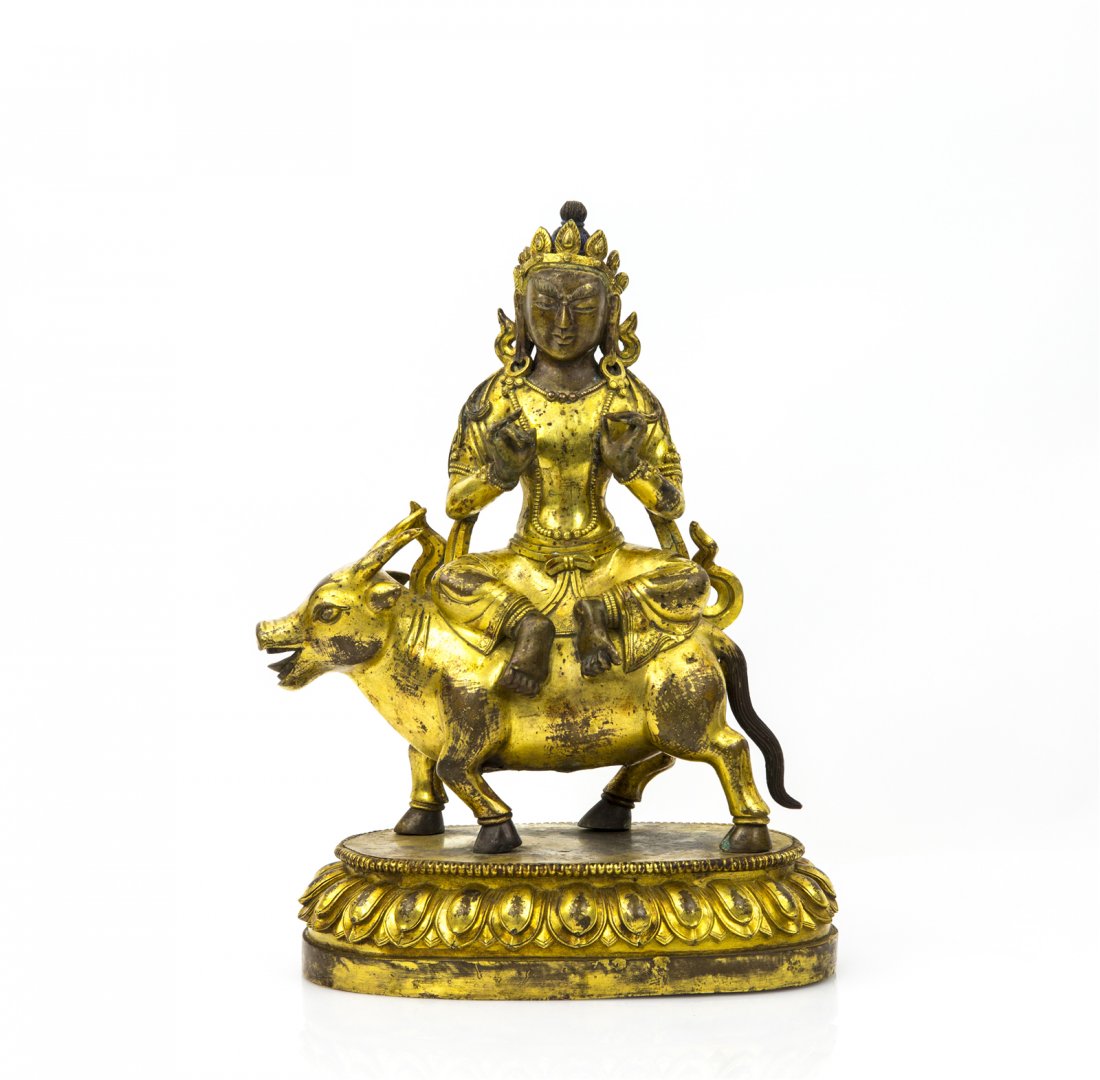A GILT BRONZE FIGURE OF BUDDHA (1 of 8)