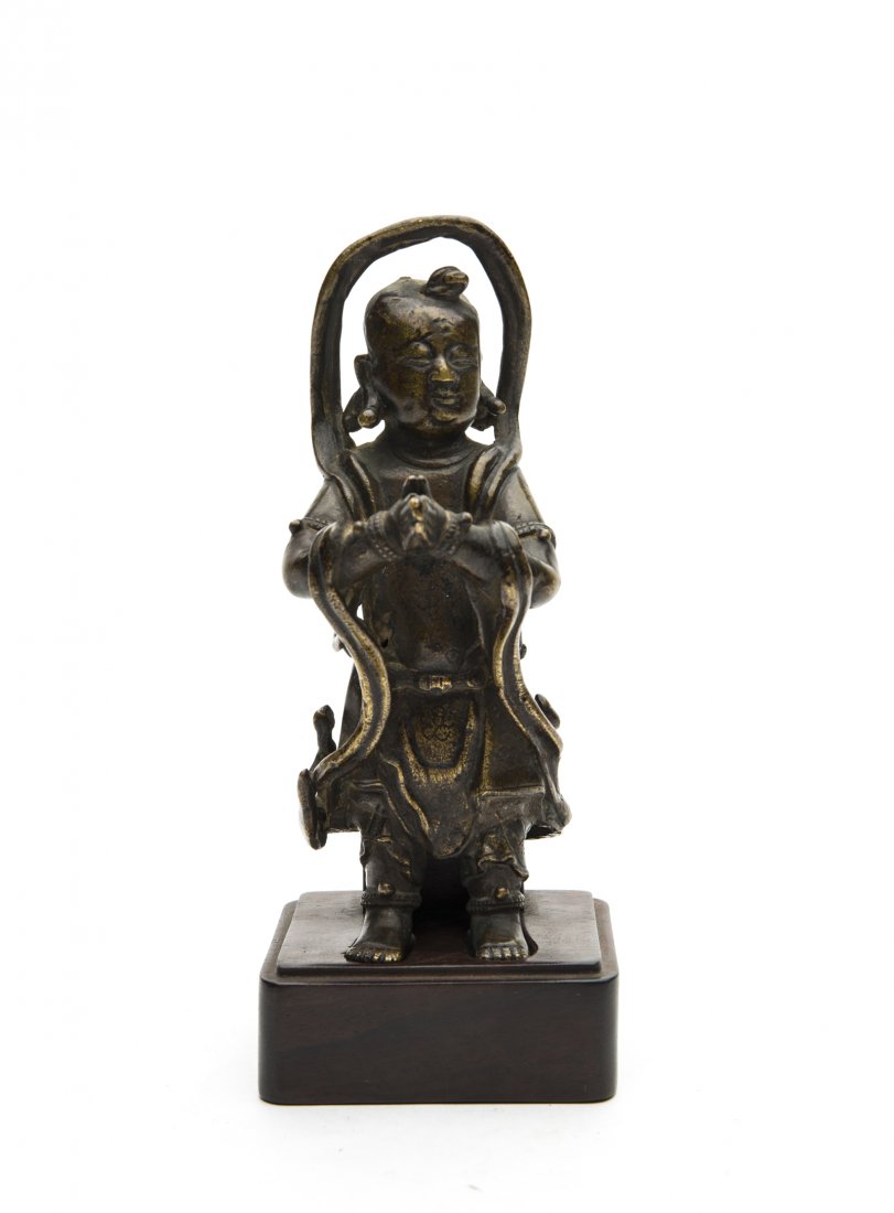 A BRONZE STANDING BOY FIGURE (1 of 6)