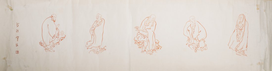 A CHINESE SCROLL PAINTING OF LOHAN (1 of 5)