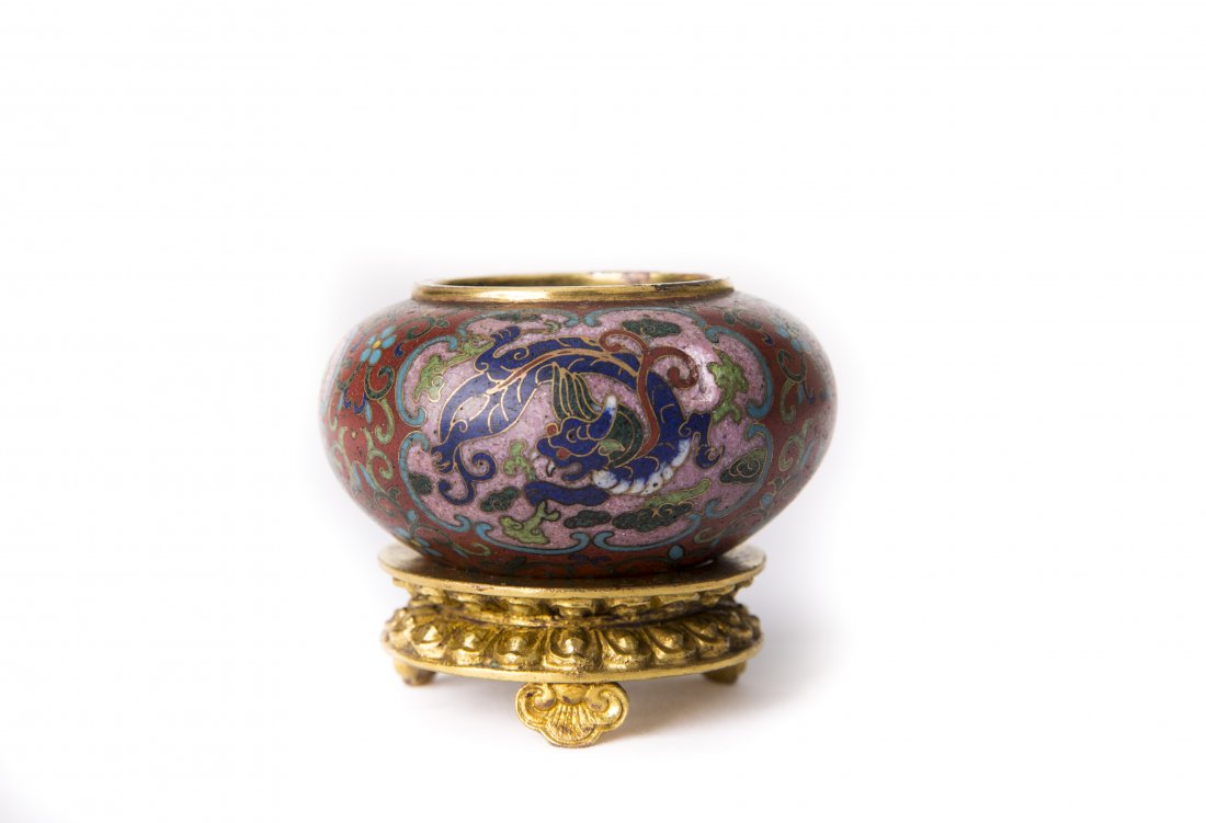 A CLOISONNE ENAMEL WATER POT (1 of 5)