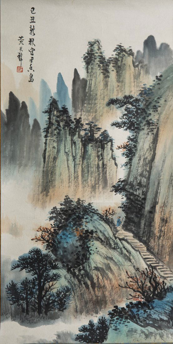A CHINESE SCROLL PAINTING  (1 of 2)