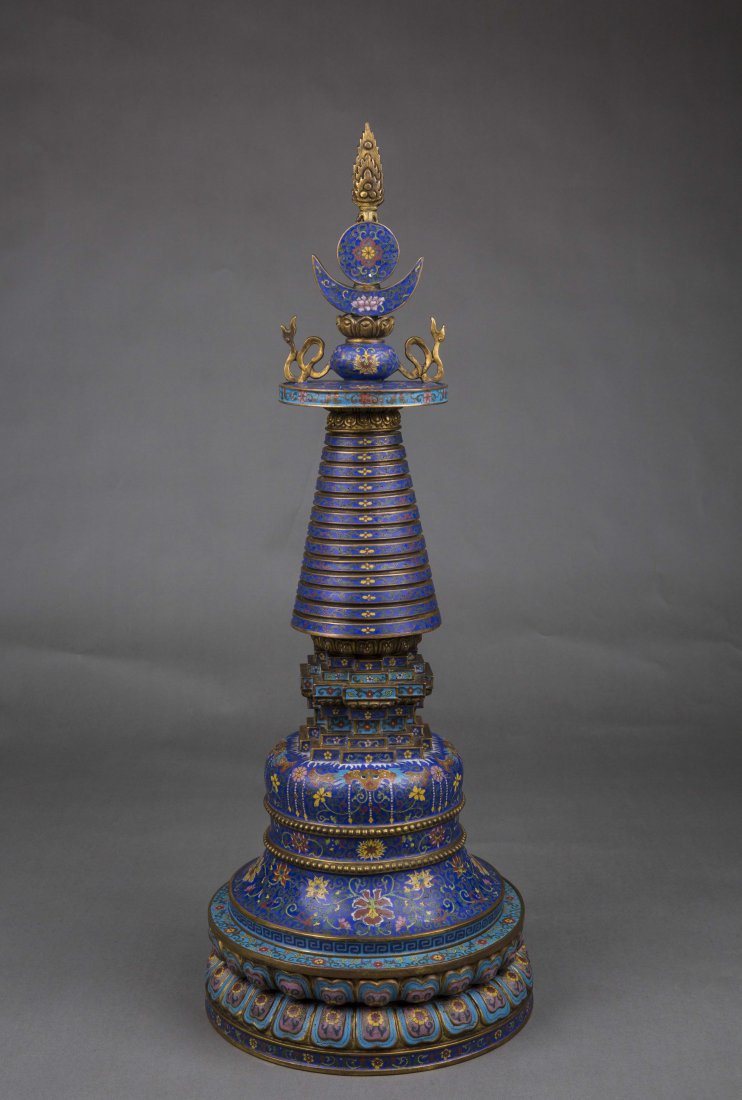 A CLOISONNE ENAMEL STUPA (1 of 5)