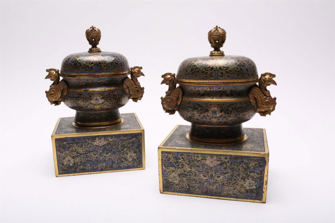 A Pair of Chinese Cloisonne Incense Burners (1 of 6)