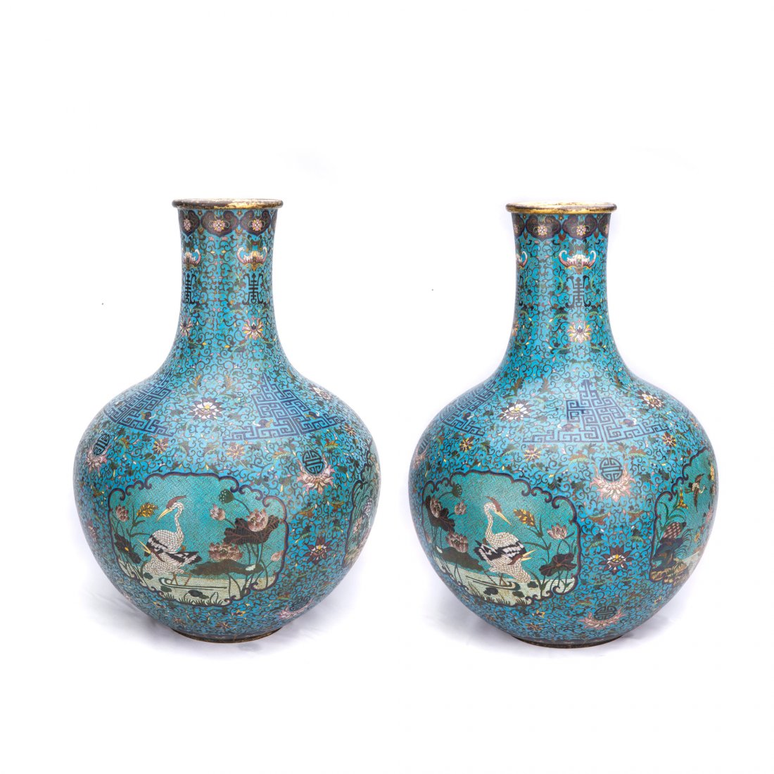 Pair of Large Chinese Cloisonna Vases (1 of 9)