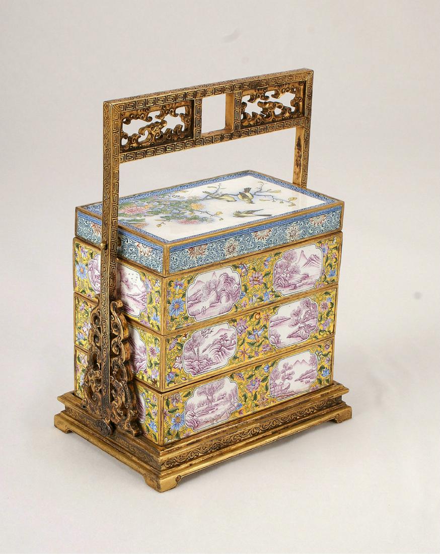 A Chinese Cloisonné Box with Cover and Handle (1 of 9)