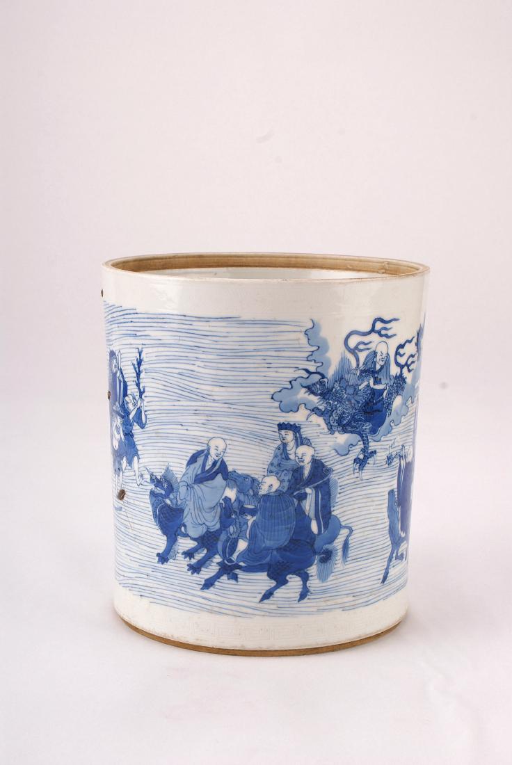A Chinese Blue and White Porcelain Brush Pot (1 of 9)