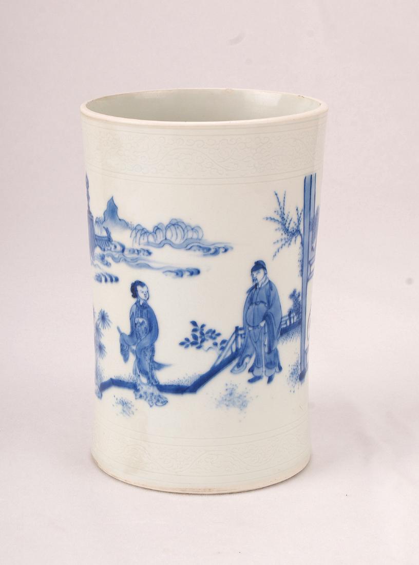 A Chinese Blue and White Porcelain Brush Pot (1 of 6)
