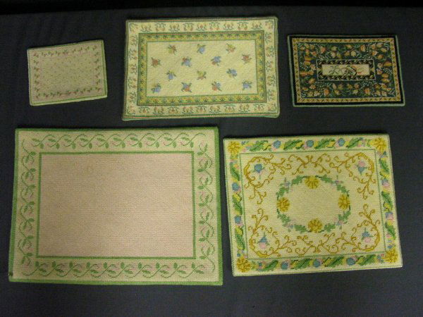 NEEDLEPOINT RUGS FOR DOLL HOUSE: NEEDLEPOINT RUGS FOR DOLL HOUSE This is a lot of 5 rugs for your doll house, 1.- 3 1/2'' x 4 1/2'' 2.- 4'' x 6'' 3. -5 1/2'' x 8 1/2'' 4.- 7'' x 9'' 5.- 8'' x 11''