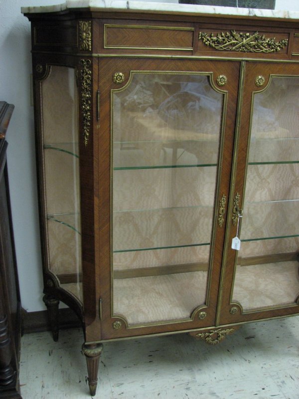 FRENCH STYLE MARBLE TOP CURIO CABINET - 2
