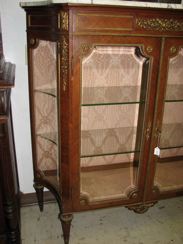 FRENCH STYLE MARBLE TOP CURIO CABINET - 3