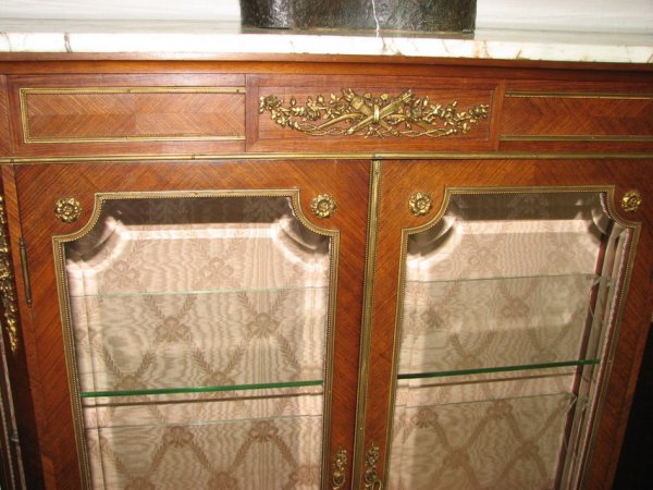 FRENCH STYLE MARBLE TOP CURIO CABINET - 5