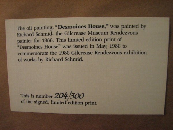 RICHARD SCHMID PRINT DESMOINES HOUSE - 5