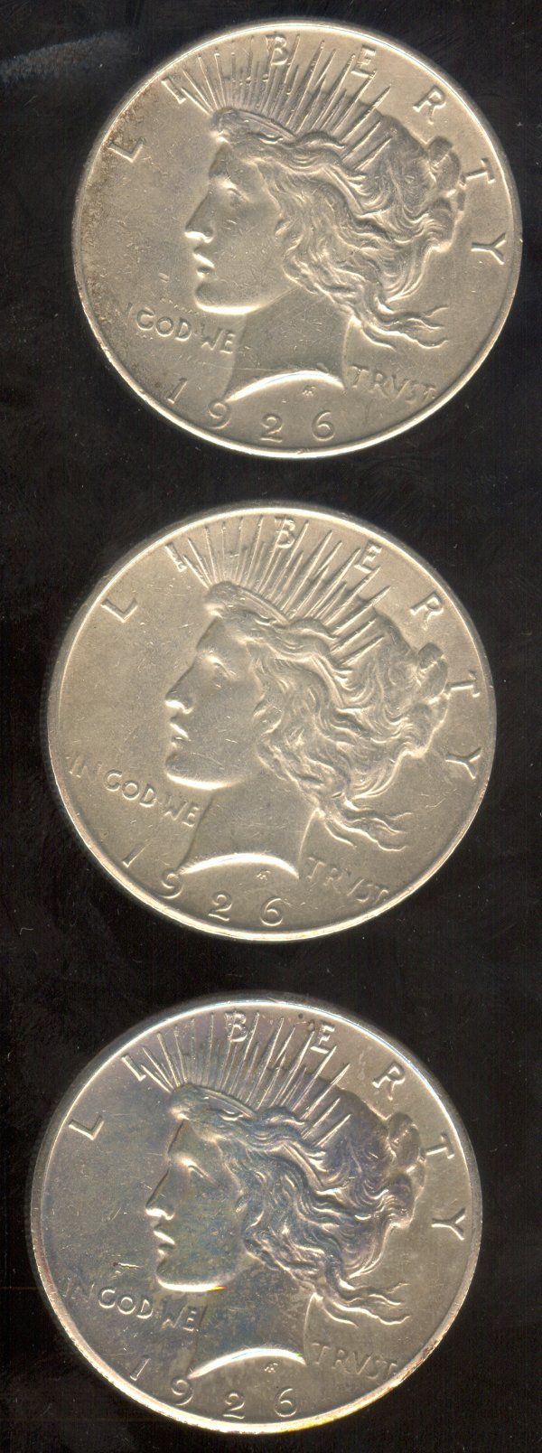 1926 P-D-S U.S. PEACE SILVER DOLLARS