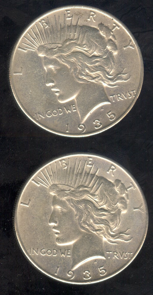 1935 P-S U.S. PEACE SILVER DOLLARS