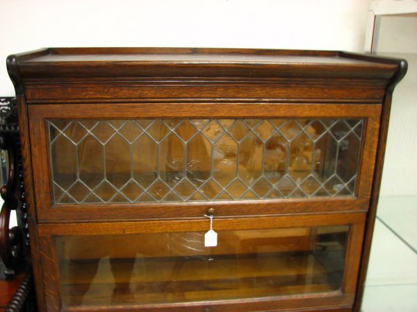 TIGER OAK LEADED GLASS STACK BOOKCASE - 3