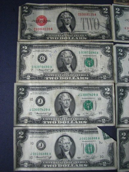 ESTATE LOT 13 U.S. TWO DOLLAR NOTES 1923-76 - 2