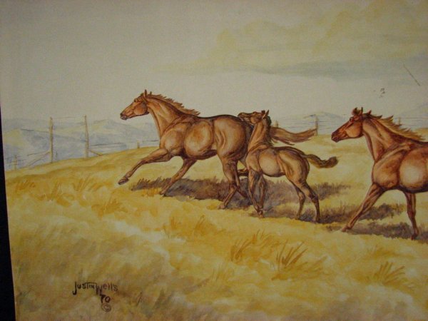 JUSTIN WELLS WATERCOLOR Western Art Horses - 2