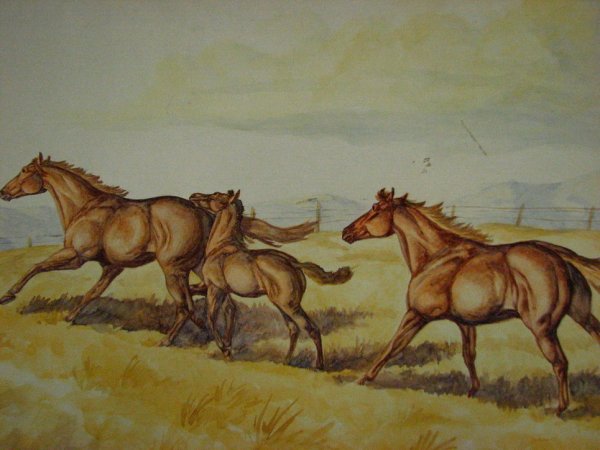 JUSTIN WELLS WATERCOLOR Western Art Horses - 4