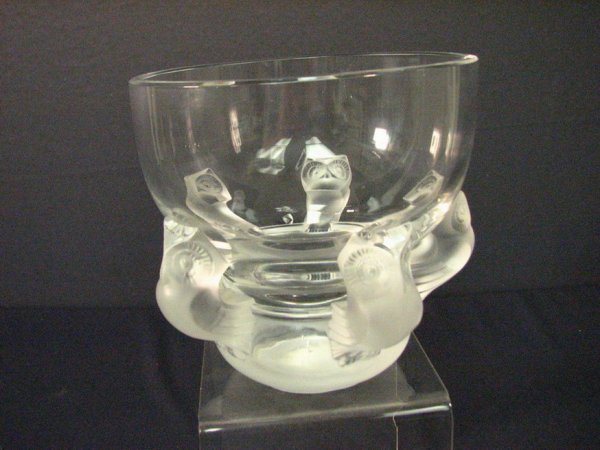 LALIQUE VASE HIBOUX OWLS ART DECO