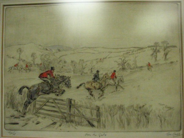 TOM CARR LITHOGRAPH HUNT SCENE