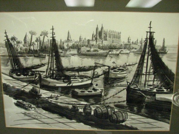 MOLINA HARBOR SCENE WATERCOLOR - 2