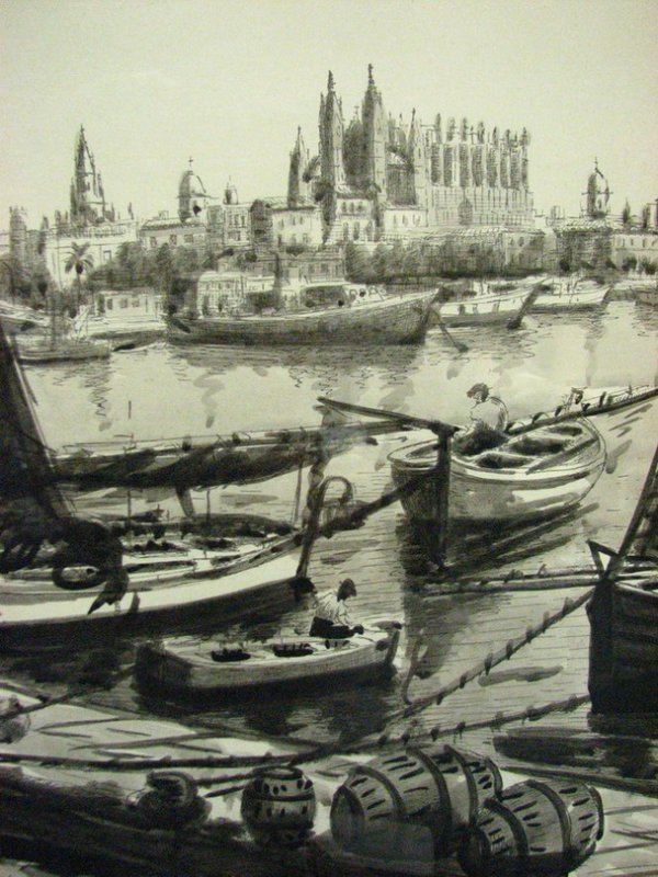 MOLINA HARBOR SCENE WATERCOLOR - 5