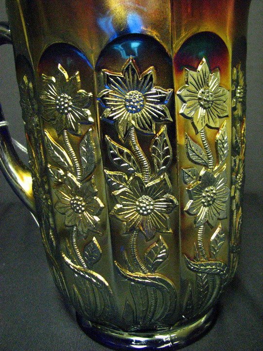 FENTON STARFLOWER CARNIVAL GLASS PITCHER - 4