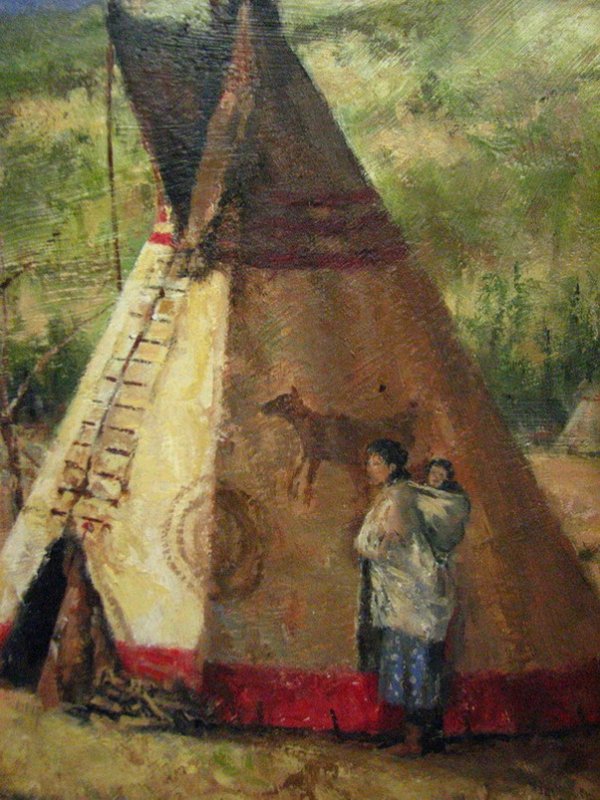 GARY SHERMAN OIL Woman at Teepee - 2