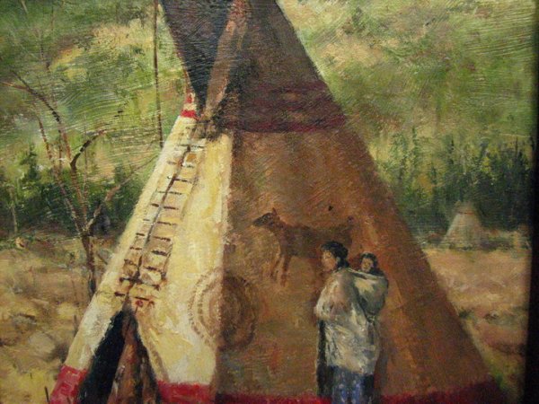 GARY SHERMAN OIL Woman at Teepee - 4