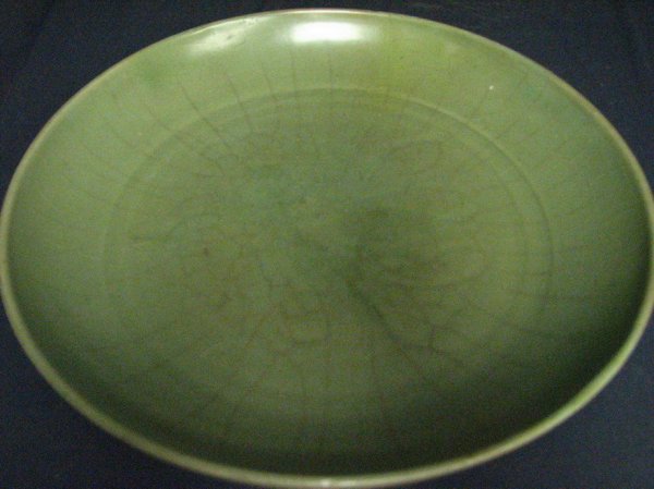 LARGE CHINESE EXPORT POTTERY BOWL CELEDON - 2