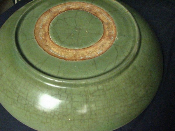 LARGE CHINESE EXPORT POTTERY BOWL CELEDON - 3
