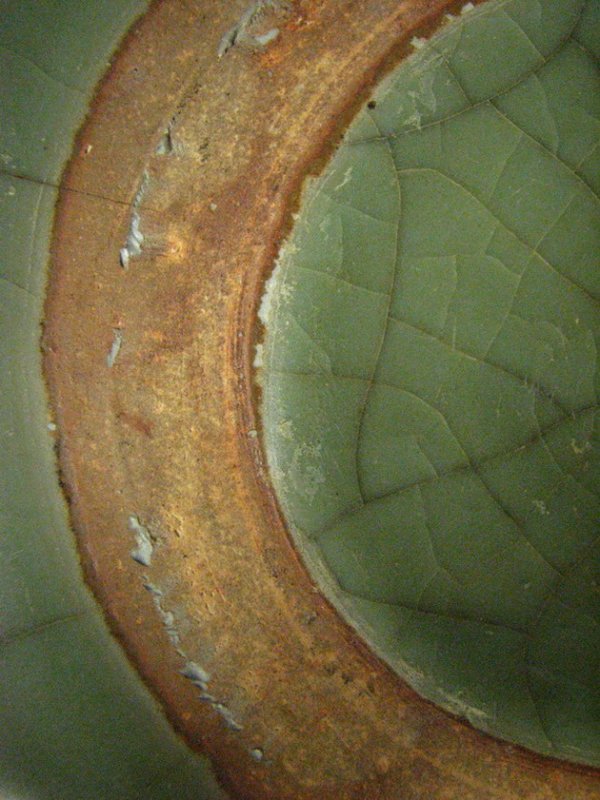 LARGE CHINESE EXPORT POTTERY BOWL CELEDON - 4