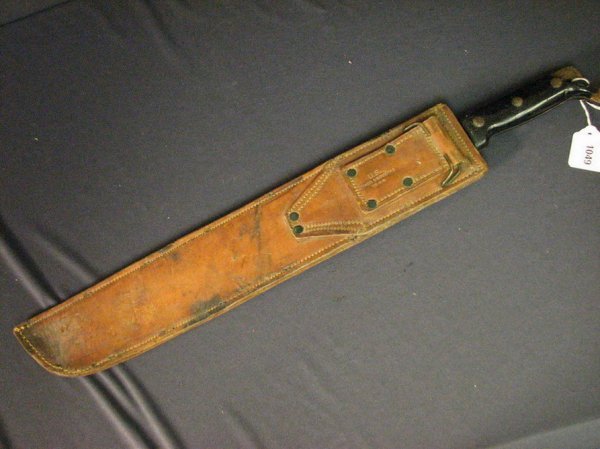 U.S. WWII TRUE TEMPER MACHETE WITH SCABBARD: U.S. WWII TRUE TEMPER MACHETE WITH SCABBARD Dated 1943- scabbard, Viner Bros. 1944