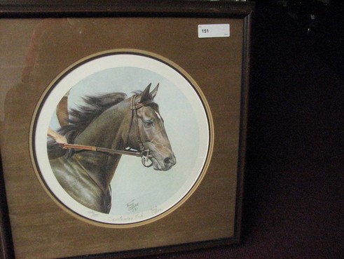 FRED STONE LIMITED EDITION SPECTACULAR BID PRINT: FRED STONE LIMITED EDITION SPECTACULAR BID PRINT Artist: Fred Stone Title: Spectacular Bid Medium: Limited Edition Print, 238/500 Signed: Lower Right View: 14 1/4'' Diameter Frame: 22 1/4'' x 22 1/4''