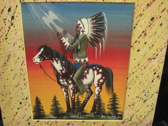DAU-LAW-Taine Painting One With Spirit: Darwin Labaniss Boodle - Kiowa/Apache DAU-LAW-Taine Painting One With Spirit Signature: Lower Right 2005 15 1/4'' x 13 3/4'' Mat Only Estimate 75 - 150