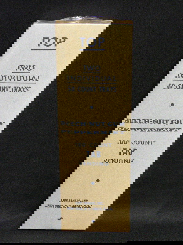 NOS MIB BEECHNUT TAB CHEWING GUM 100 COUNT: NOS MIB BEECHNUT TAB CHEWING GUM 100 COUNT New old stock, Mint in box package of Beech-Nut tab chewing gum 100 count, Peppermint flavor, See photos, A rare find, See lot No. 54 to view opened package,