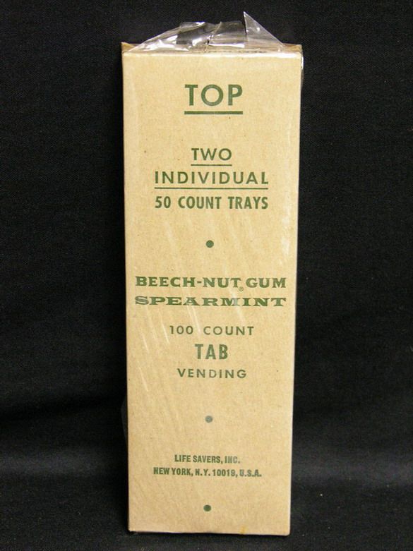 NOS MIB BEECH NUT CHEWING GUM 100 COUNT: NOS MIB BEECH NUT CHEWING GUM 100 COUNT New old stock - mint in box, Package of Beech-Nut tab chewing gum 100 count, Spearmint flavor, A rare find, See photos, See lot No. 54 to view opened package,