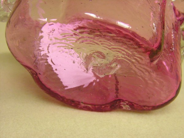 CRANBERRY ART GLASS BASKET - 3