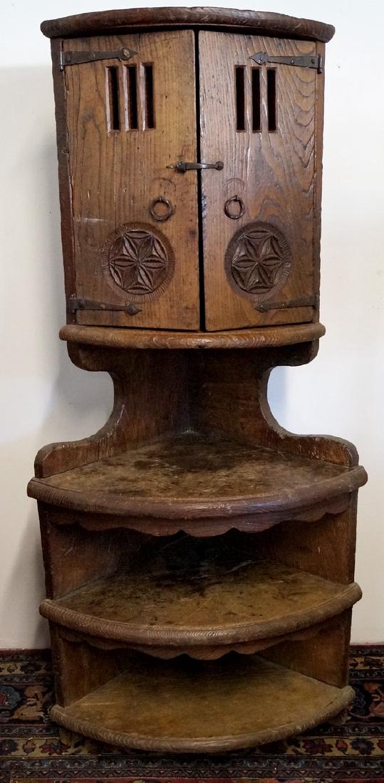 SPANISH CARVED OAK CORNER CABINET (1 of 6)