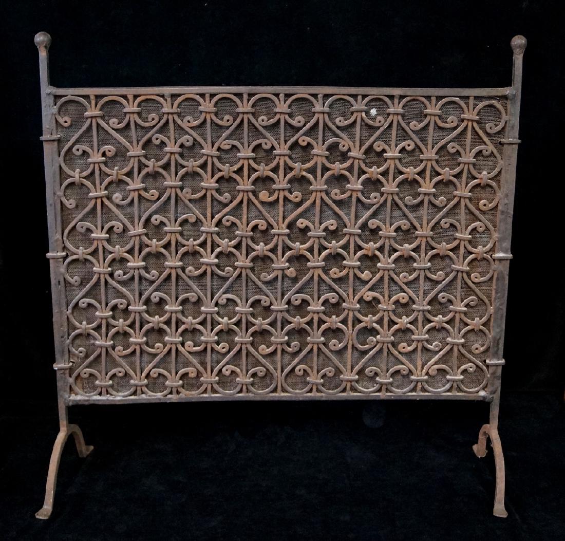 ANTIQUE WROUGHT IRON FIRE SCREEN (1 of 4)