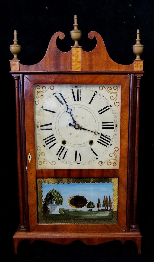 ANTIQUE PILLAR & SCROLL CLOCK (1 of 8)