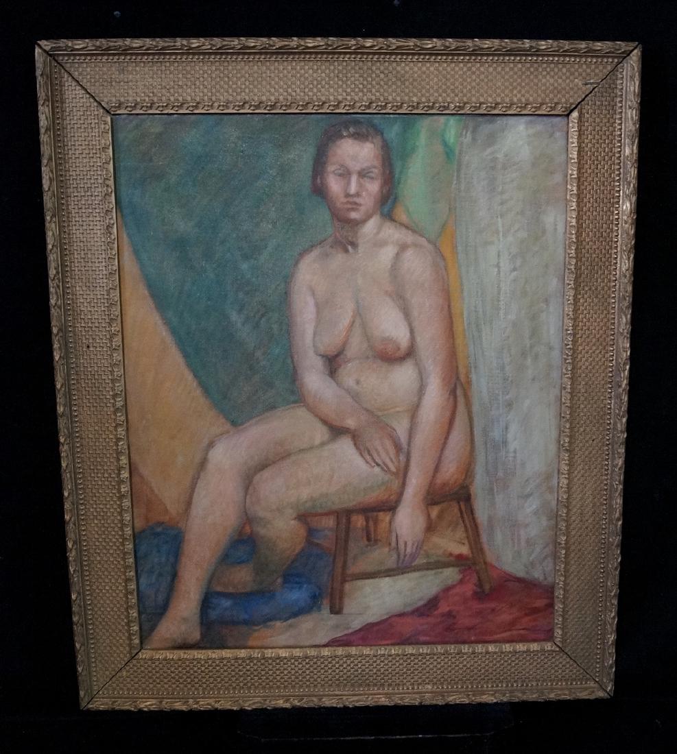 BRYSON BURROUGHS OIL ON CANVAS "NUDE STUDY" SGN. VERSO: BRYSON BURROUGHS OIL ON CANVAS "NUDE STUDY" SGN. VERSO 24X19.5"