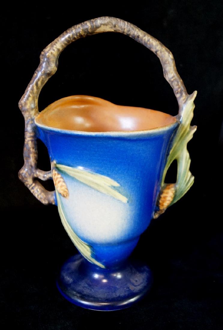 ROSEVILLE BLUE PINE CONE VASE W/HANDLE (1 of 3)