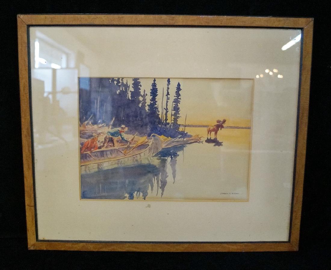 LEONARD H. REEDY ILLUSTRATOR: LEONARD H. REEDY ILLUSTRATOR WATERCOLOR "HUNTING FOR MOOSE" 8X11"