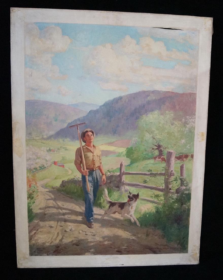 JOHN NEWTON HOWITT SGN. ILLUSTRATION O/C "BOY WITH HIS (1 of 7)