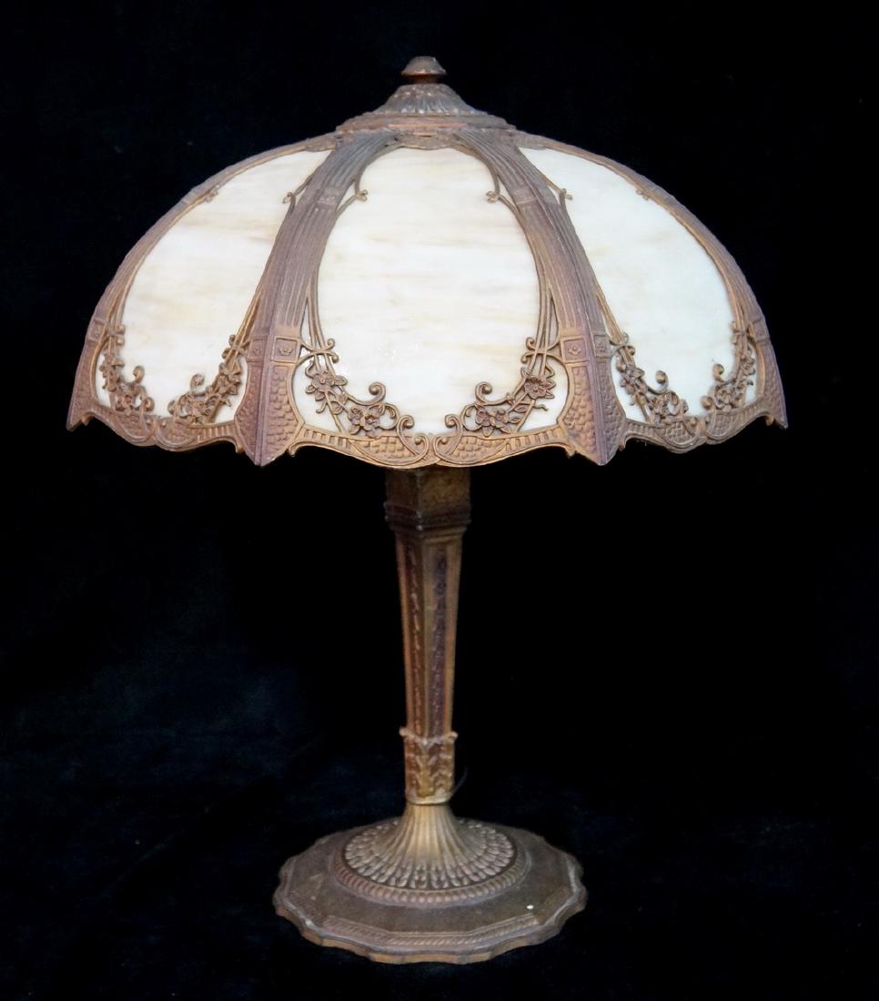 SLAG GLASS BENT PANEL TABLE LAMP (1 of 5)