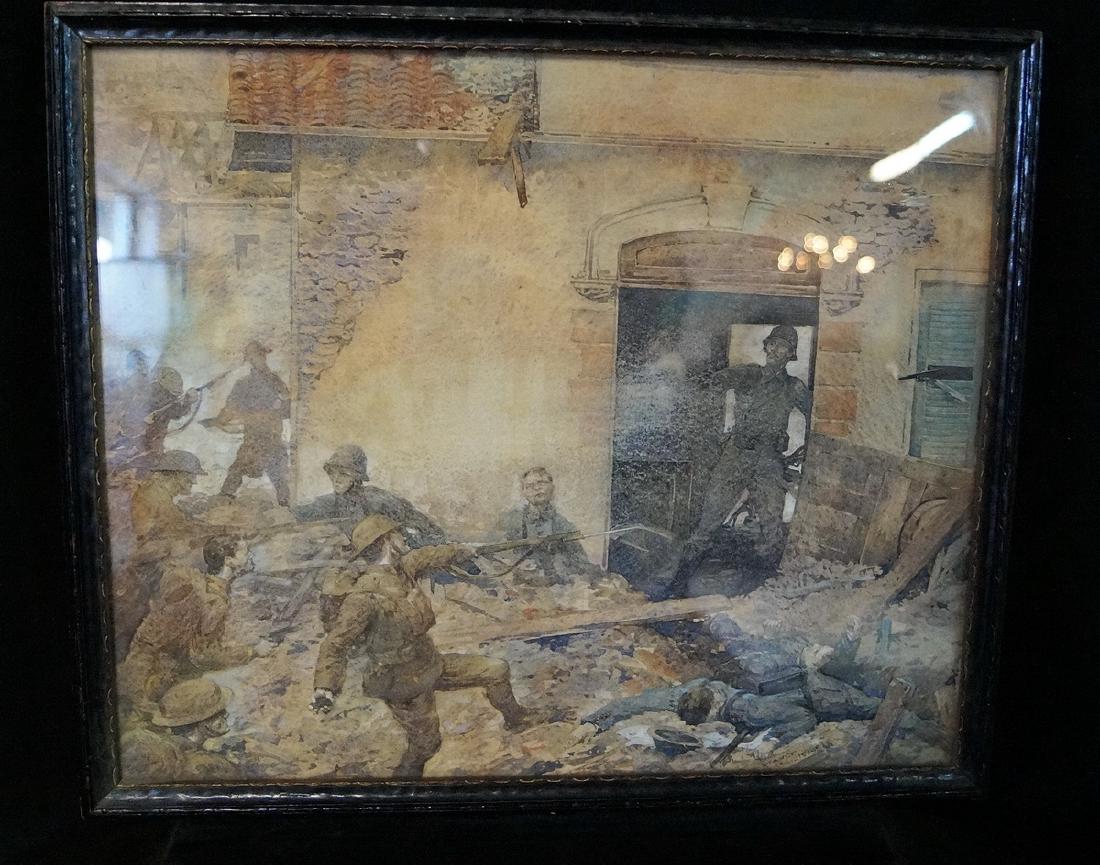 GRAVER SGN. WATERCOLOR "CHATEAU THIERRY WWI JUNE 4 1918 (1 of 3)