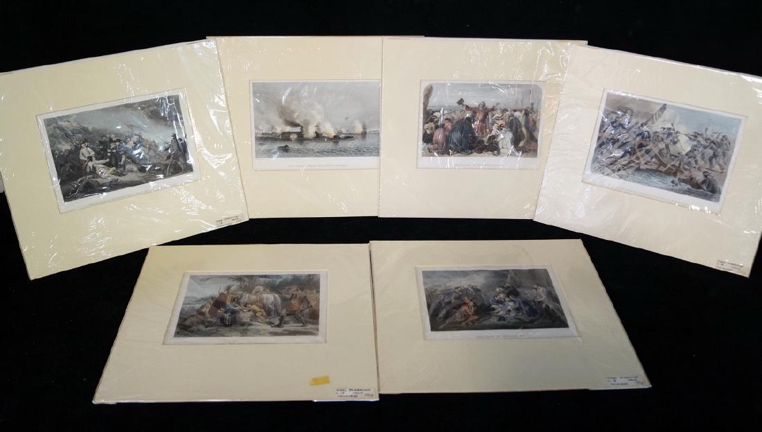 6 19TH C. HAND COLORED PRINTS INC. "BATTLE AT BUNKER'S (1 of 7)